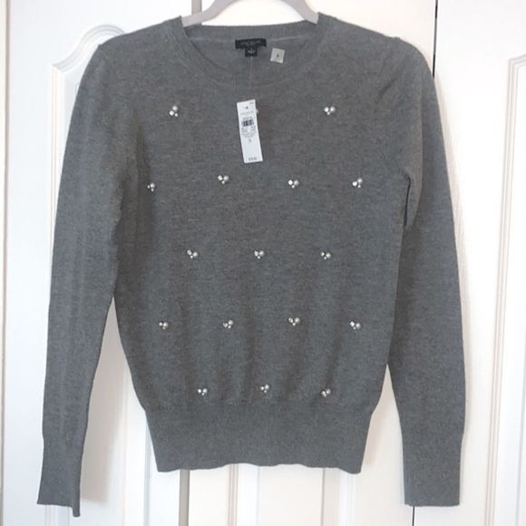 Ann Taylor Gray Jeweled Sweater - Picture 1 of 7